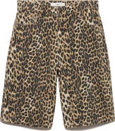 MANGO Leopard Print High Waist Bermuda Shorts