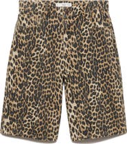 MANGO Leopard Print High Waist Bermuda Shorts