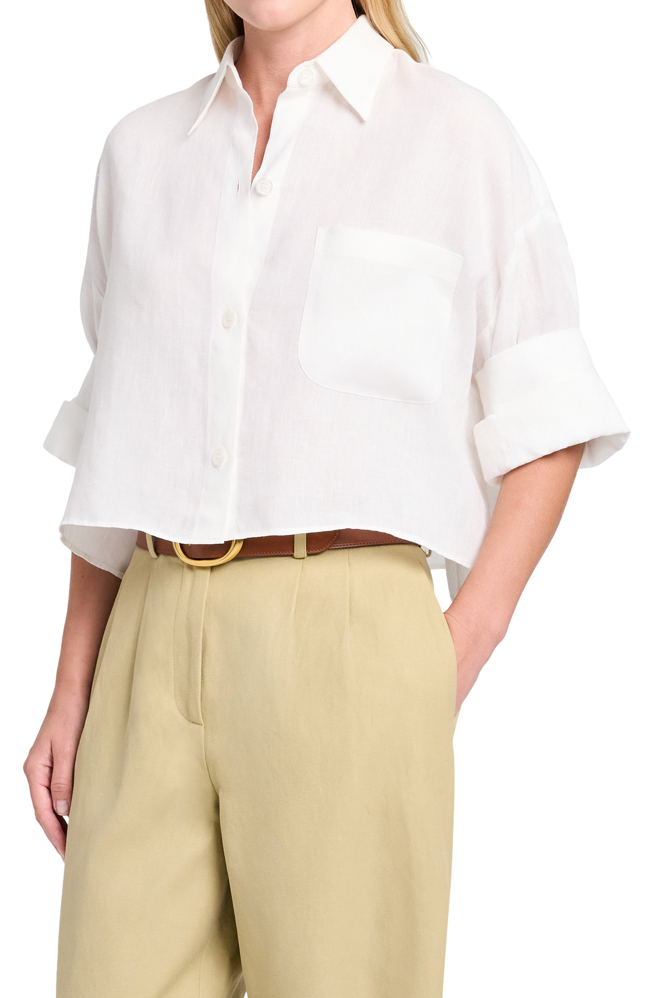 Next Ex Crop Linen Button-Up Shirt