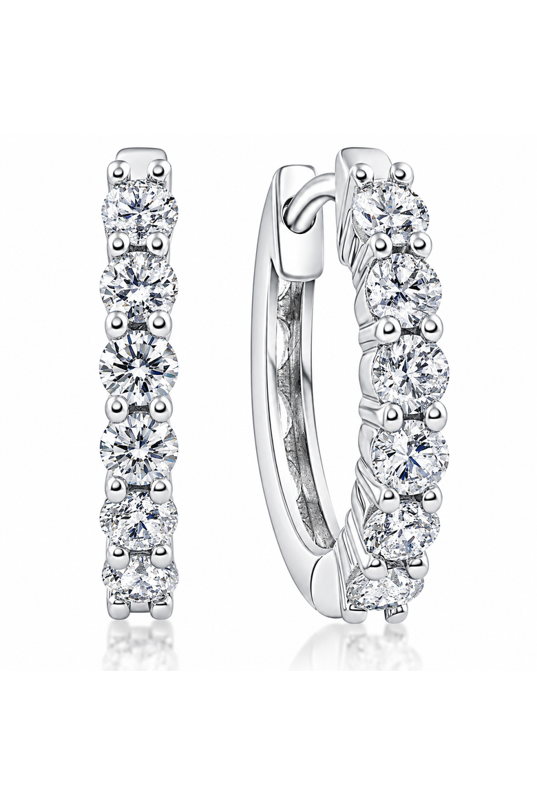 3/4ct Tw Lab Grown Diamond Hoops Silver 1/2" Tall, Main, color, Silver