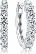 Bliss Diamond 3/4ct Tw Lab Grown Diamond Hoops Silver 1/2" Tall