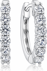 Bliss Diamond 3/4Ct TW Lab Grown Diamond Hoops Silver 1/2" Tall