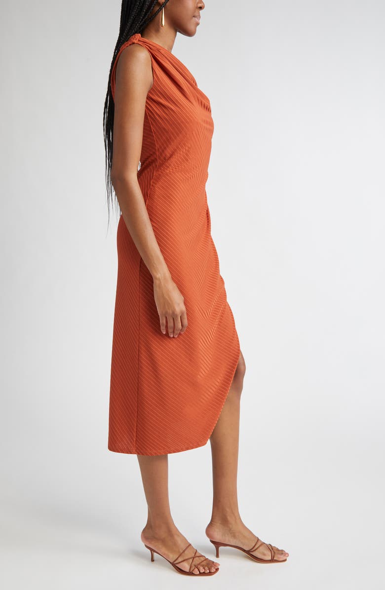 Ramy Brook Benja Asymmetric Ruched Dress, Alternate, color, Amber