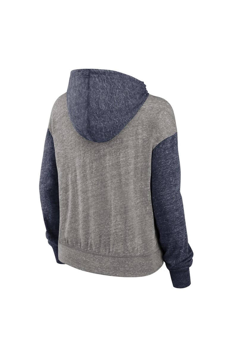 Jordan Brand Women's Jordan Brand Heather Gray/Navy Michigan Wolverines Blitz Color Blocked Legacy Pullover Hoodie, Alternate, color, Heather Gray