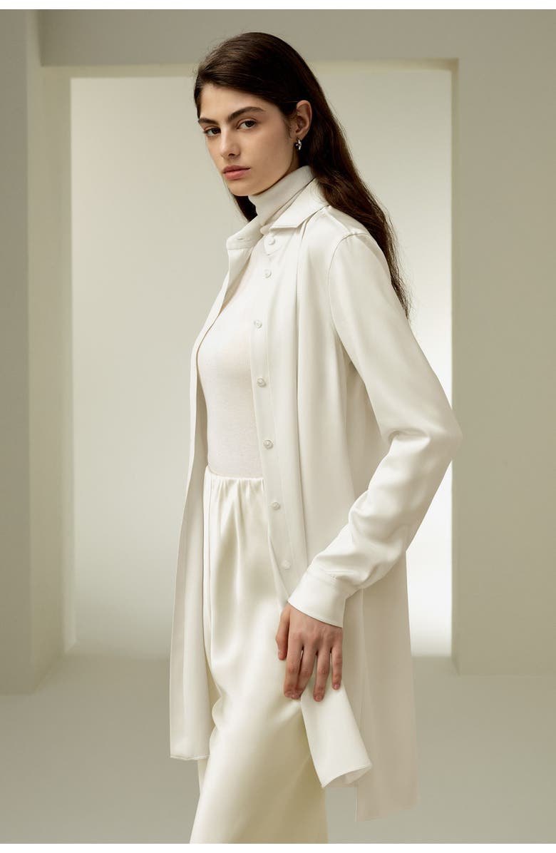 Lilysilk Classic Longline Silk Shirt, Alternate, color, Natural White
