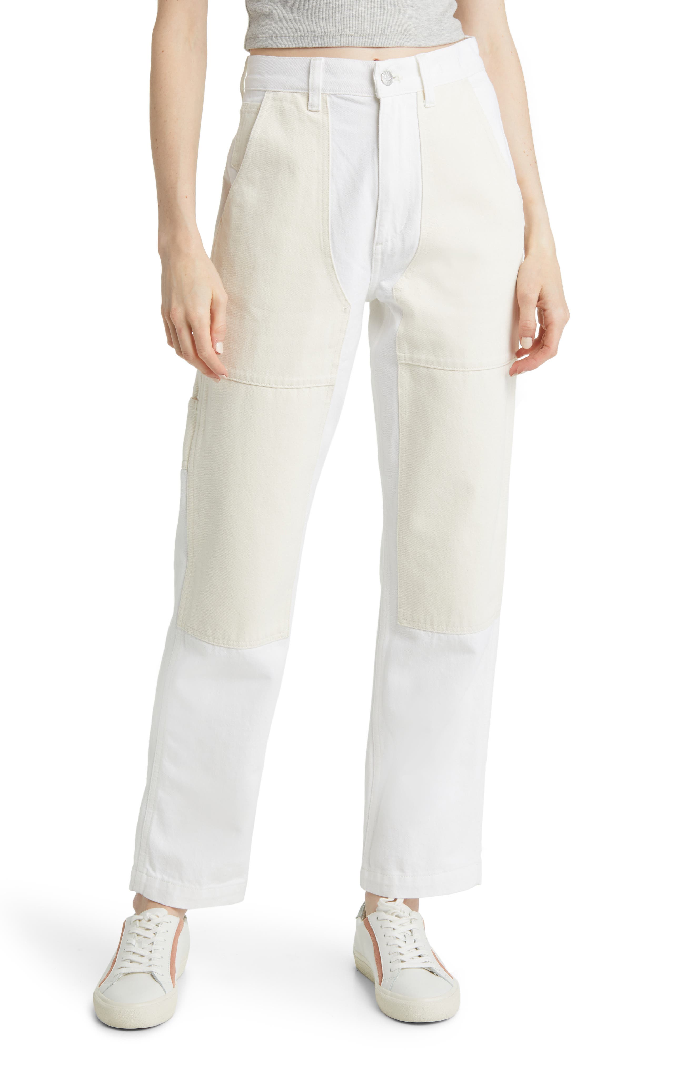Madewell Two-Tone High Waist Straight Leg Jeans (Women) | Nordstromrack