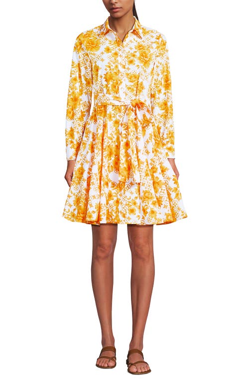 LANDS' END LANDS' END POPLIN BUTTON FRONT DRESS WITH GODETS 