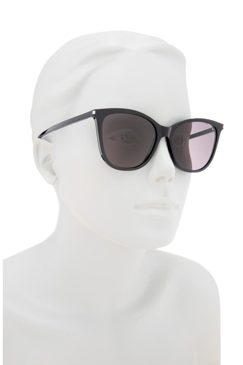 Best 55mm Cat Eye Sunglasses, Alternate, color, BLACK BLACK BLACK