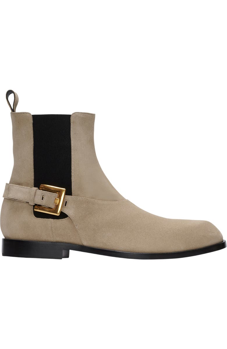 Balmain Anthem Chelsea boots in suede leather, Alternate, color, Beige