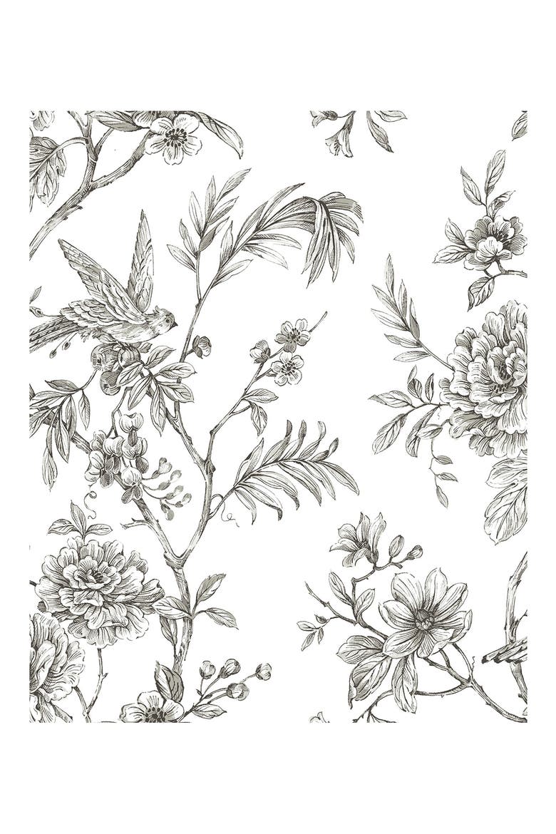 Charcoal Longwood Peel & Stick Wallpaper, Main, color, WHITE
