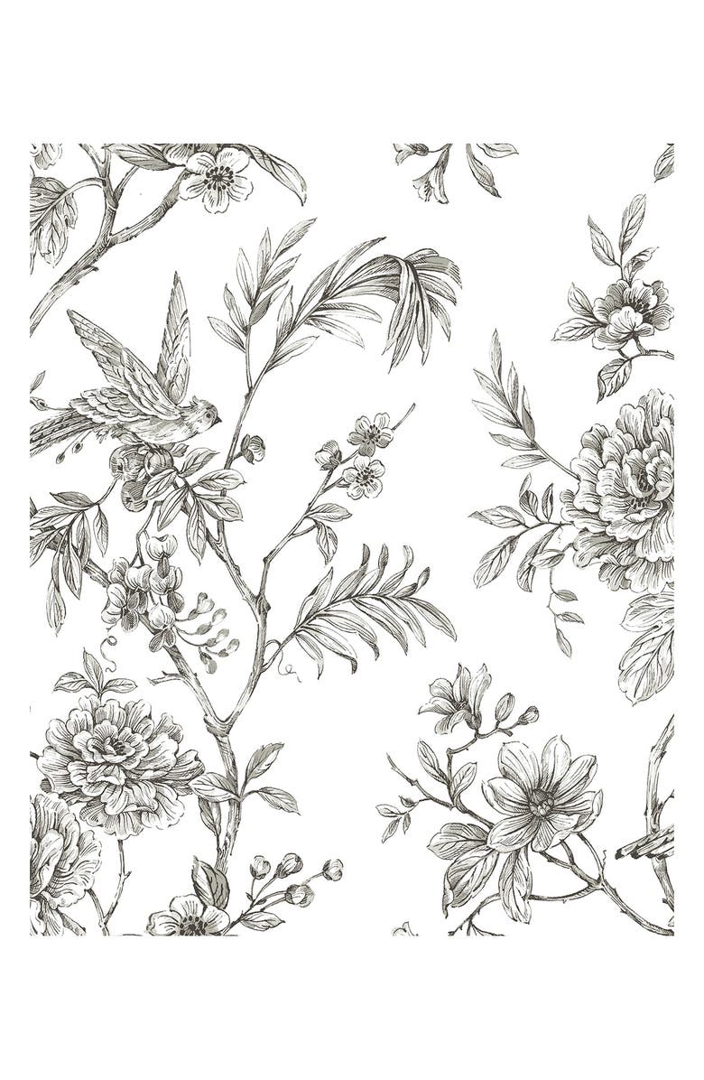 Wallpops Charcoal Longwood Peel & Stick Wallpaper, Main, color, White