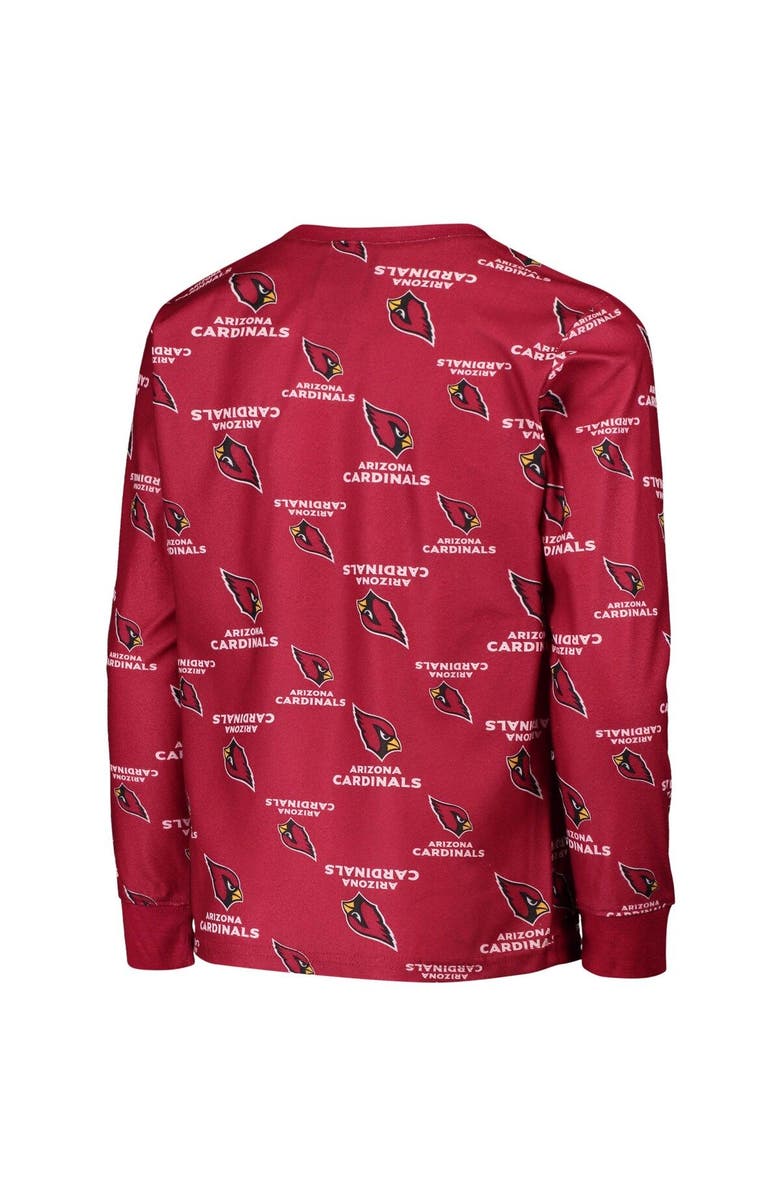 Outerstuff Youth Cardinal Arizona Cardinals All Over Print Long Sleeve T-Shirt & Pants Sleep Set, Alternate, color, 