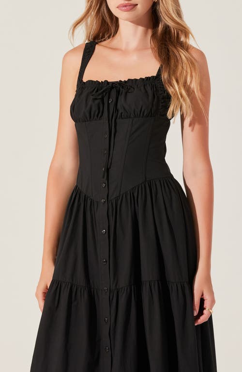 ASTR ASTR THE LABEL TEMPERANCE TIERED CORSET MIDI DRESS
