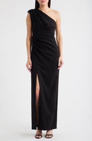 Vince Camuto Draped One-Shoulder Crepe Gown