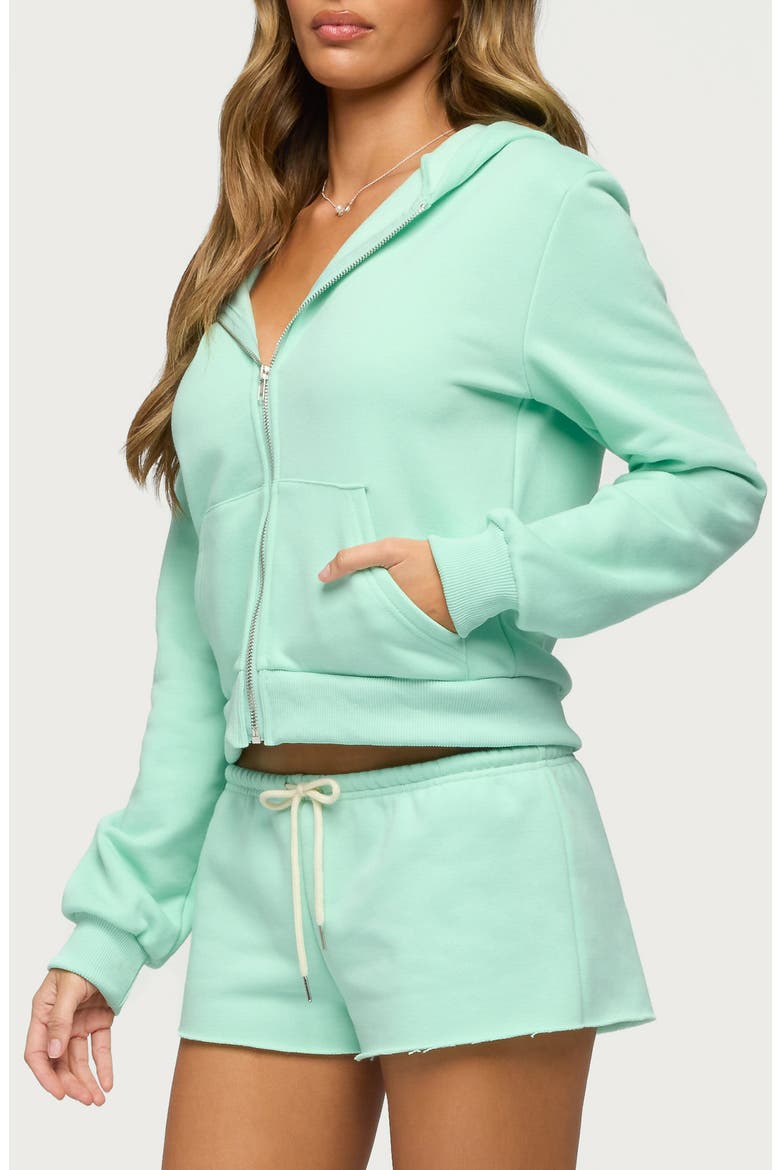 Lynette Zip Crop Hoodie, Alternate, color, AQUA