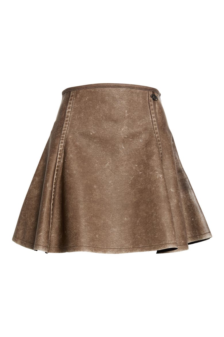 Erina Flared Faux Leather Miniskirt, Main, color, CHOCOLATE