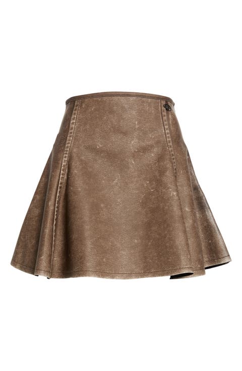 Erina Flared Faux Leather Miniskirt
