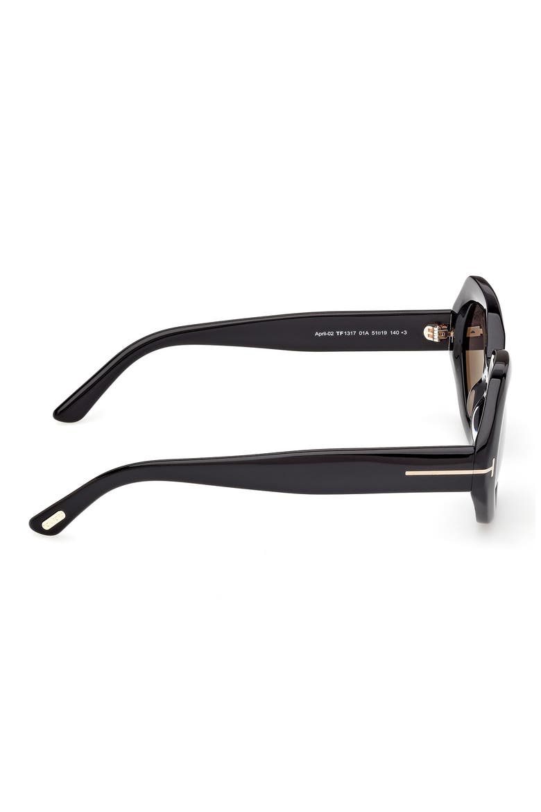 51mm Geometric Sunglasses, Alternate, color, SHINY BLACK / SMOKE