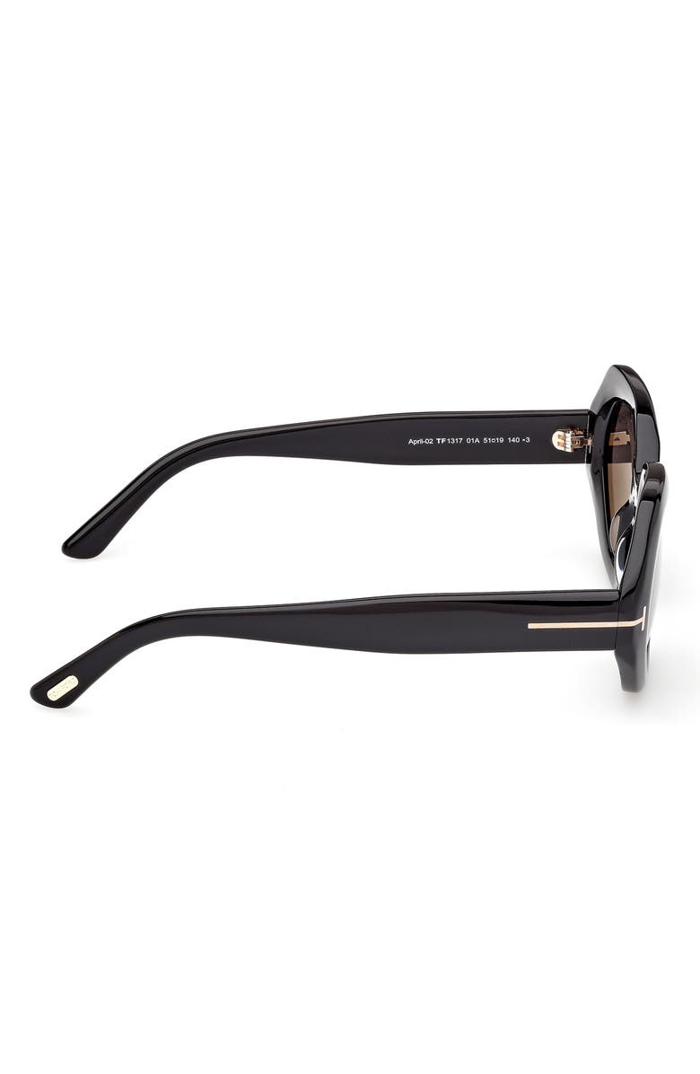 TOM FORD 51mm Geometric Sunglasses, Alternate, color, Shiny Black / Smoke