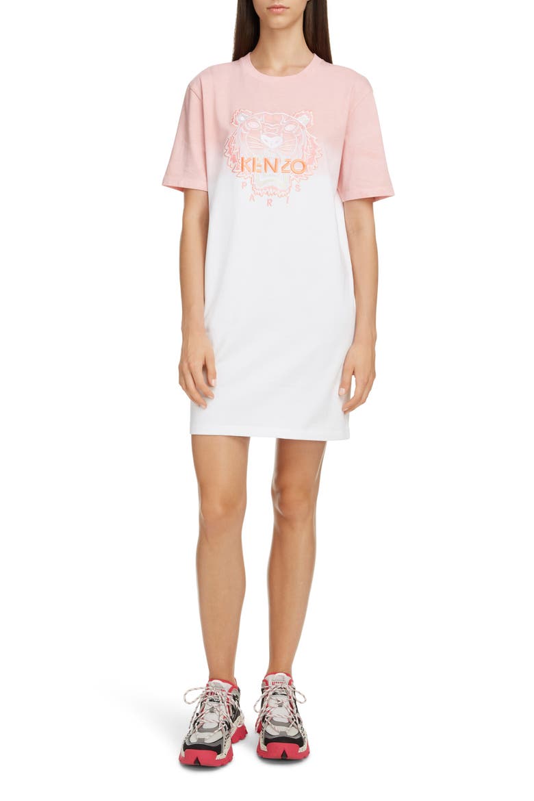 Dip Dye Comfort T-Shirt Dress, Main, color, FLAMINGO PINK