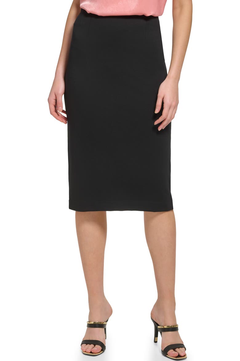 Pull-On Pencil Skirt, Main, color, BLACK