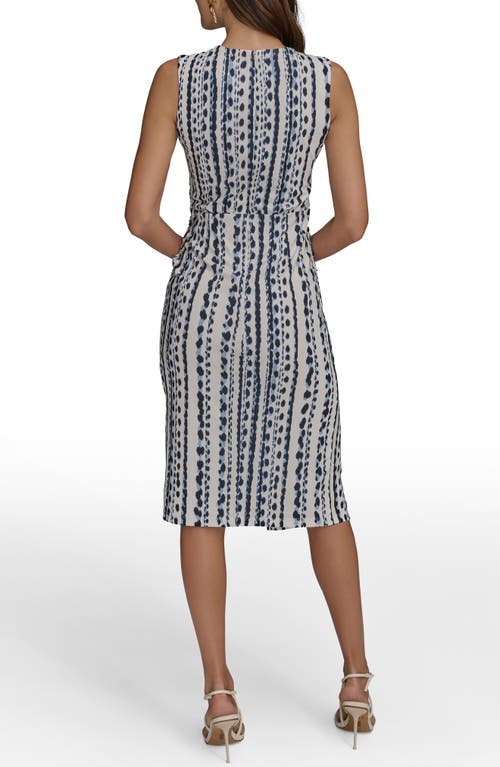 Donna Karan New York Abstract Print Gathered Sheath Dress In Gray
