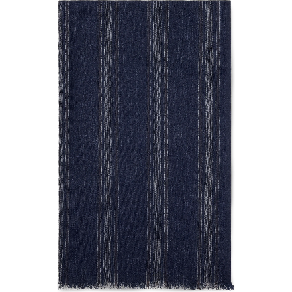 Brunello Cucinelli Stripe-pattern Silk-blend Scarf In Blue