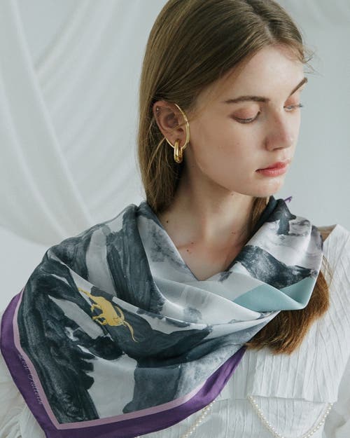 Lost Pattern Nyc "himalaya" Large Silk Scarf In Multi