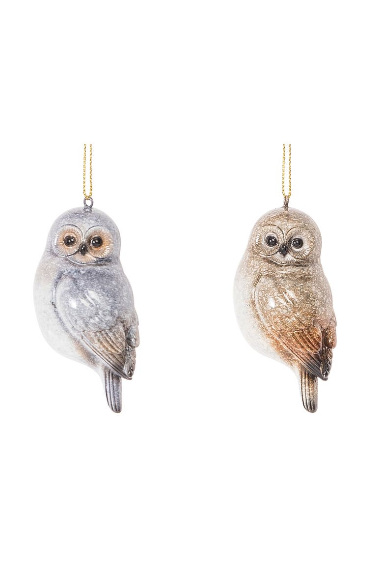 Owl Ornaments Set of 3, Alternate, color, Brown