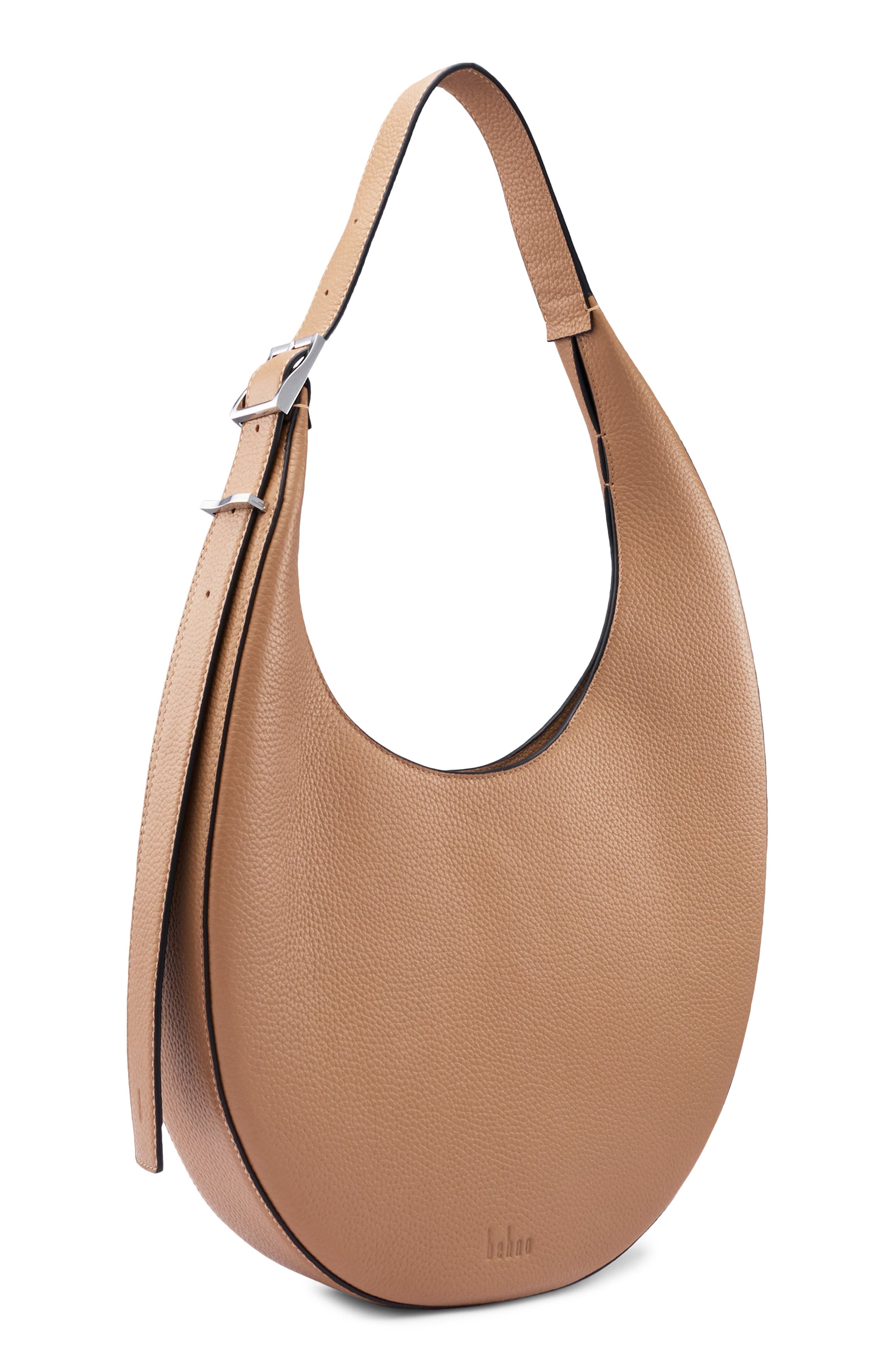 Ina Medium Pebbled Leather Crescent Bag, Alternate, color, ALMOND