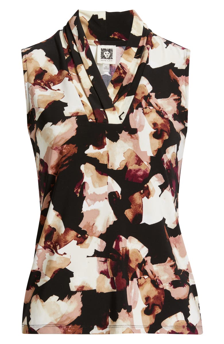 Anne Klein Abstract Print Triple Pleat Sleeveless Top, Alternate, color, Anne Black Multi