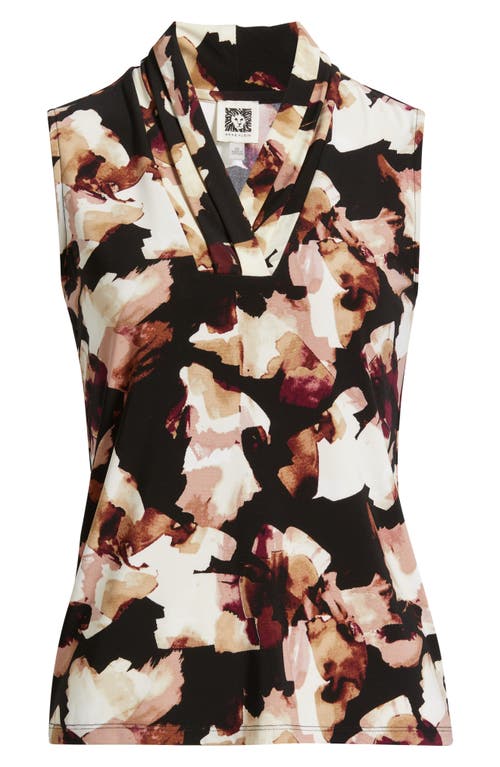 Anne Klein Abstract Print Triple Pleat Sleeveless Top In Multi