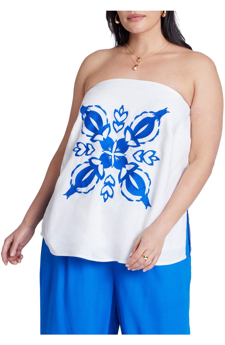 ELOQUII Embroidered Column Top, Main, color, Jet Stream