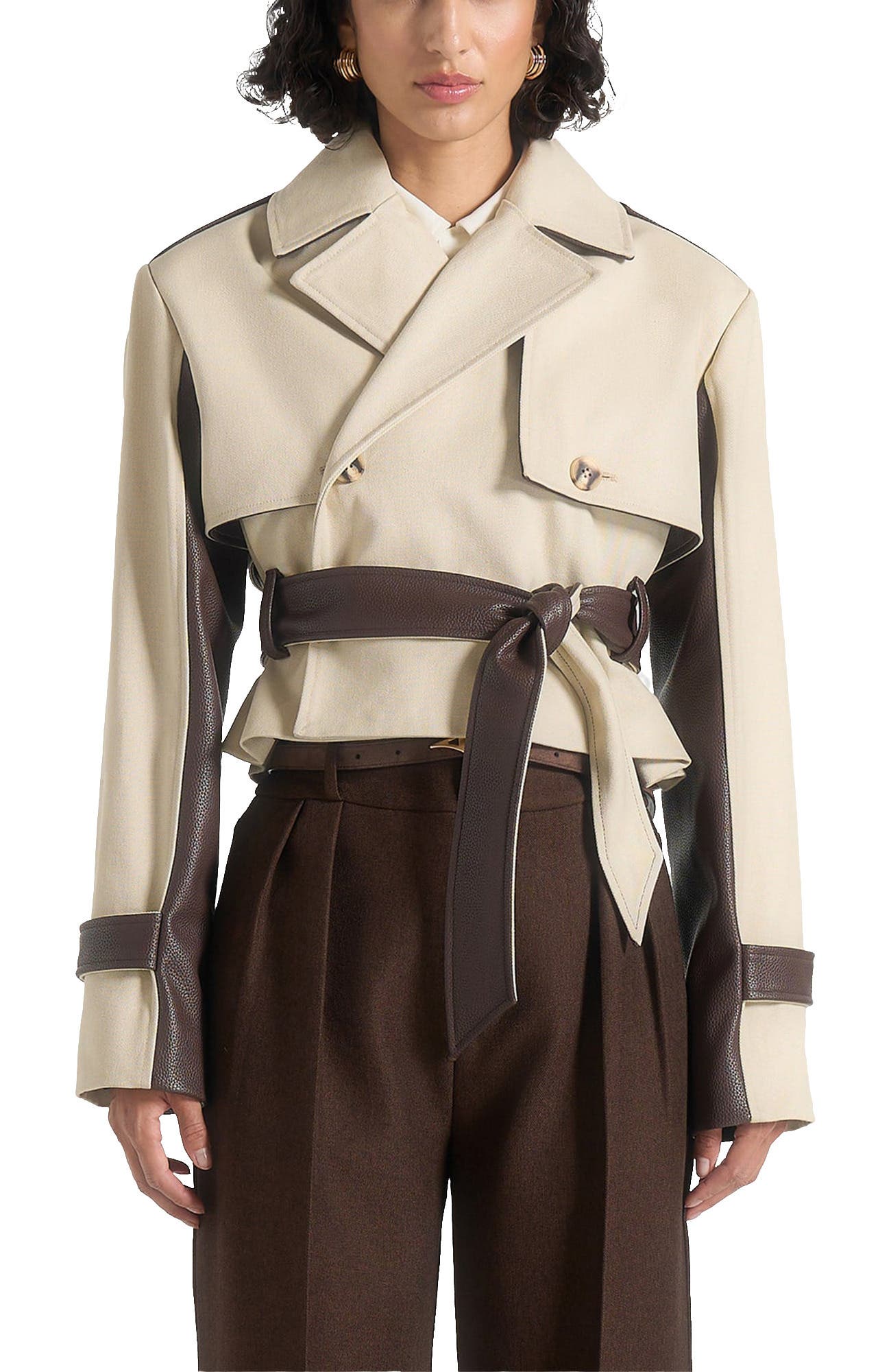 Lelia Cropped Gabardine Trench Coat With Belt (Women) | Nordstrom