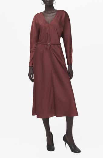 Long Sleeve Satin Midi Dress