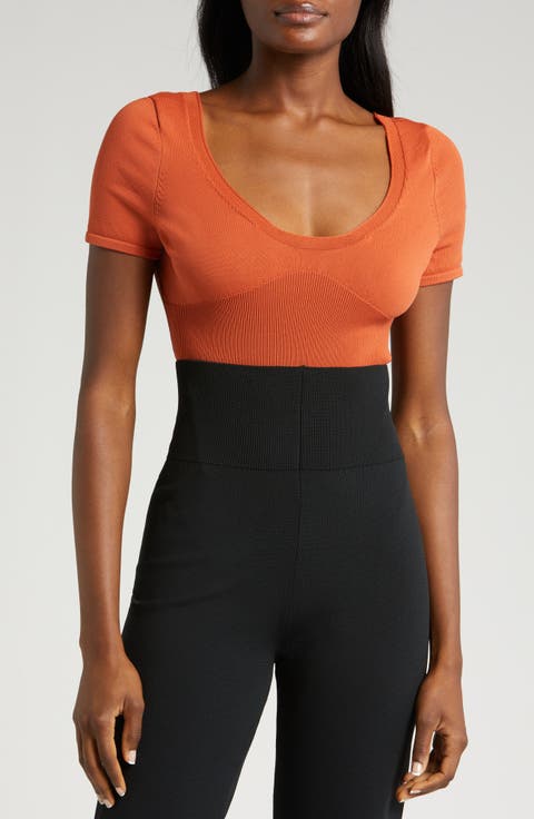 Short Sleeve Rib Sweater Bodysuit