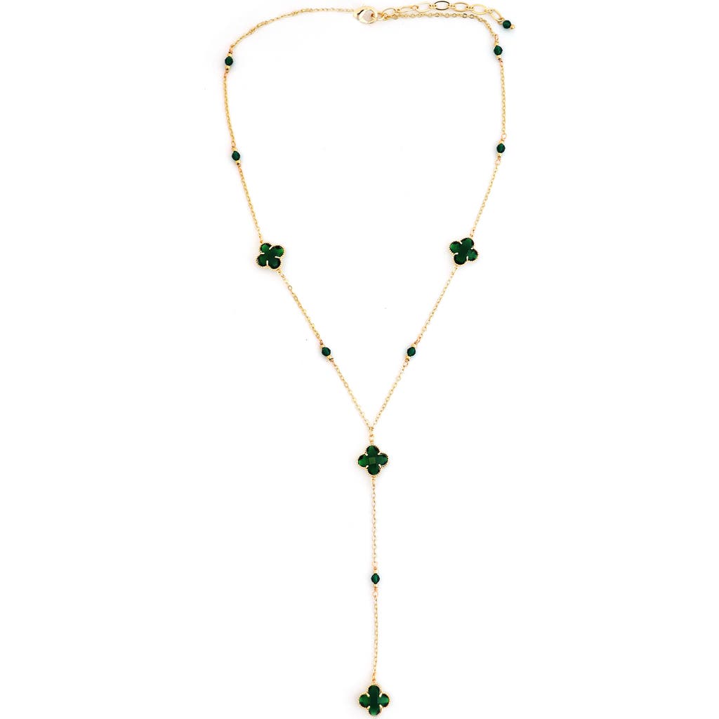 Panacea Crystal Clover Station Y-necklace In Gold