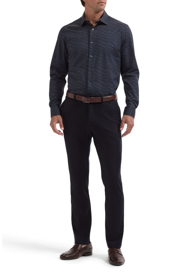 James OoohCotton® Herringbone Print Button-Up Shirt, Alternate, color, NAVY