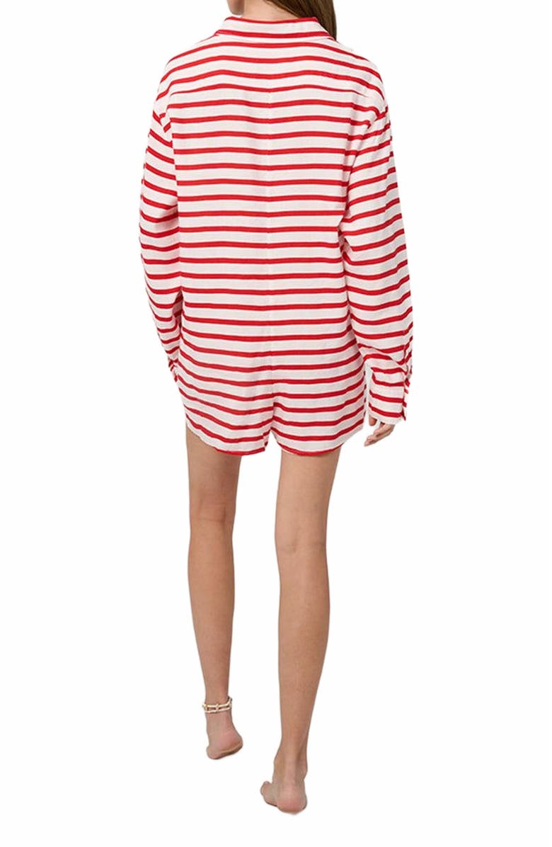 WeWoreWhat Linen Beach Romper, Alternate, color, Off Wht/True Rd