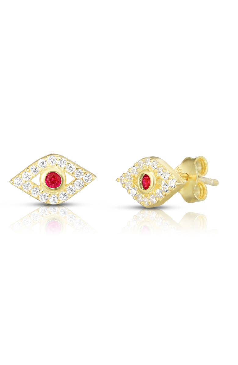 SPHERA MILANO Pavé Evil Eye Stud Earrings, Main, color, Gold