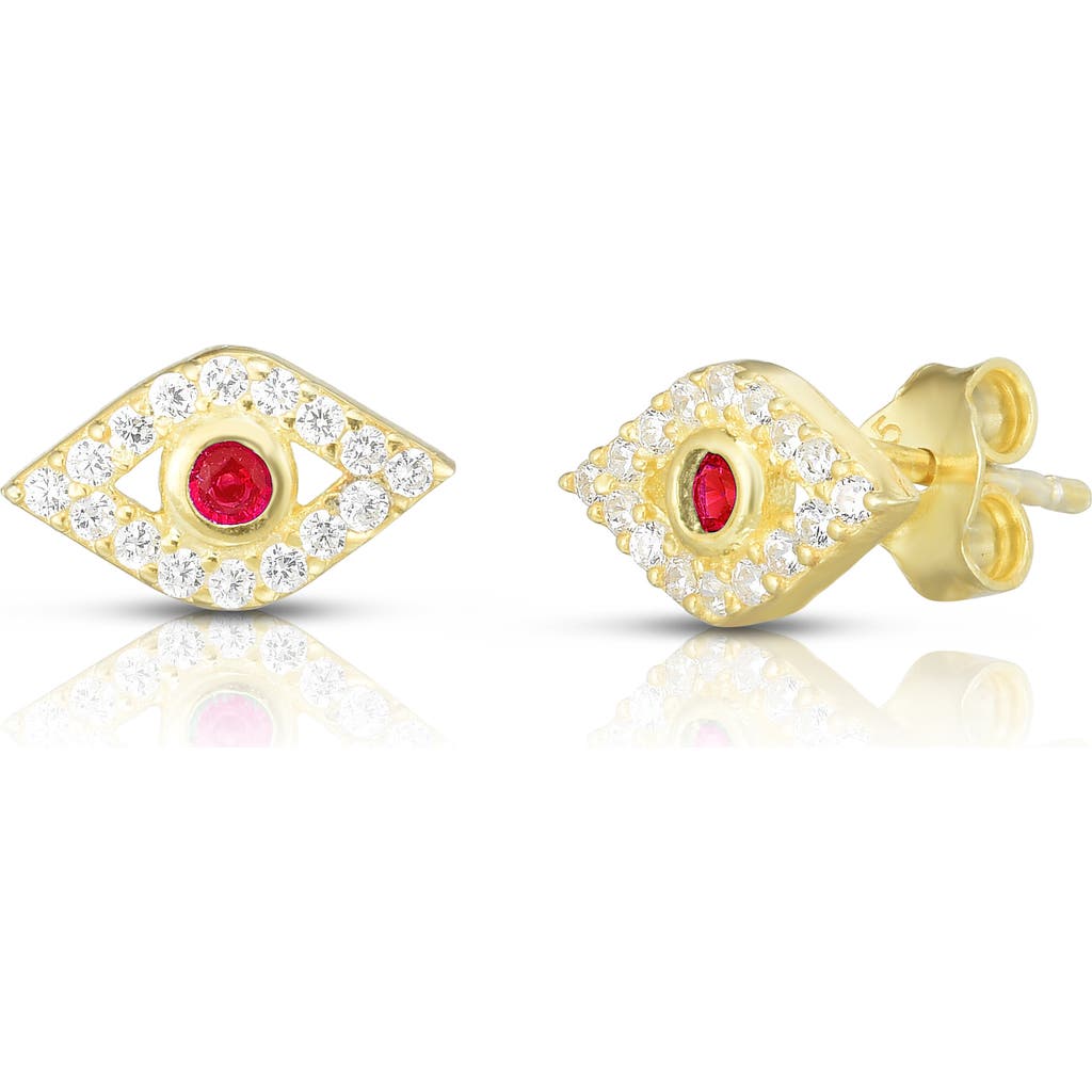 Sphera Milano 18k Over Silver Cz Studs In Gold