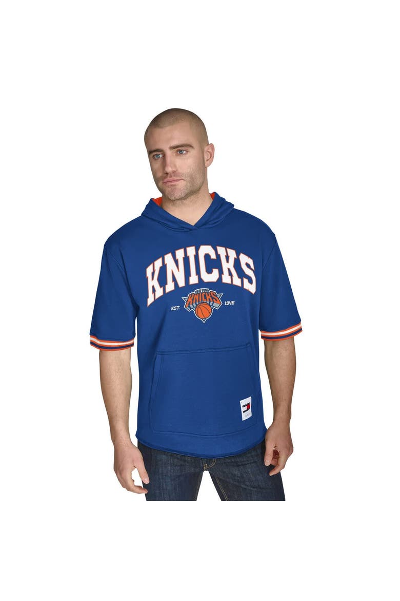 Men's Tommy Jeans Blue New York Knicks Paul French Terry Short Sleeve Pullover Hoodie, Main, color, Blue