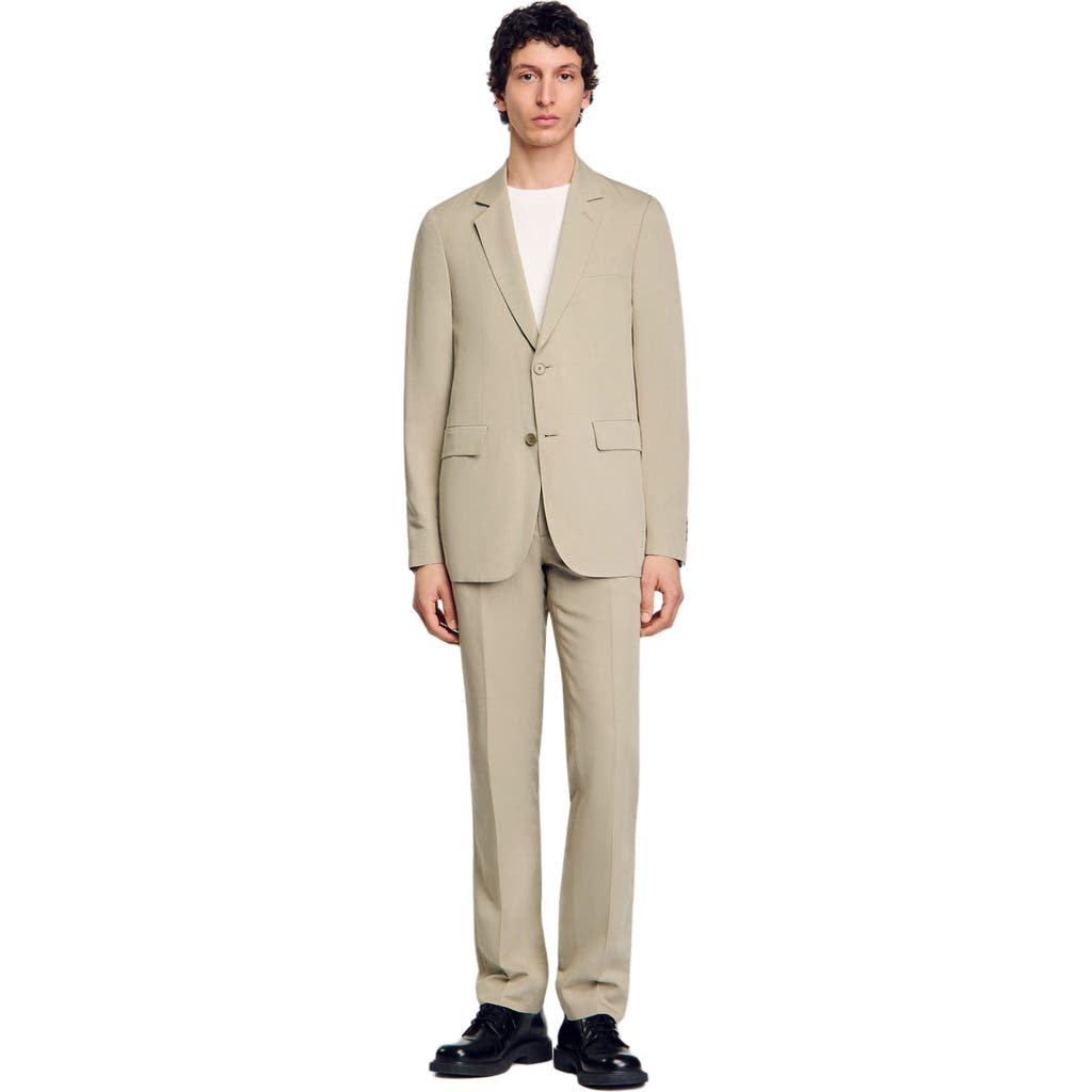 Sandro Suit Jacket In Light Kaki.