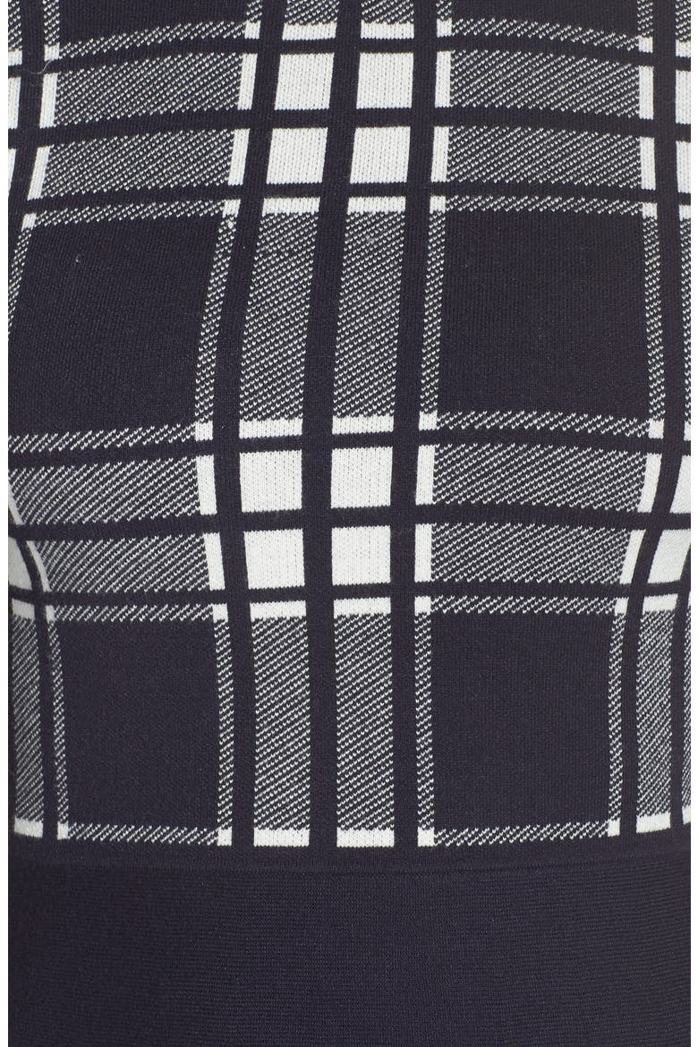 Plaid Bodice Long Sleeve Sweater Dress, Alternate, color, NAVY PLAID