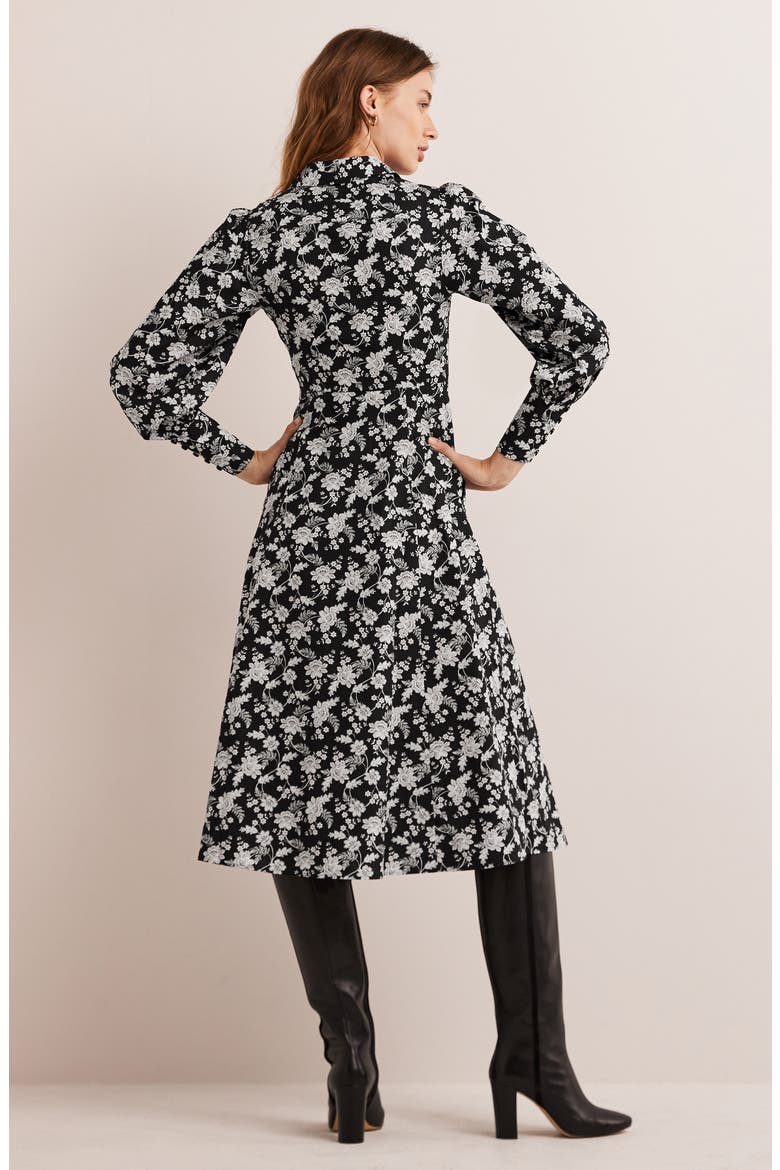 Floral Empire Long Sleeve Cotton Shirtdress, Alternate, color, BLACK CHINTZ BLOOM