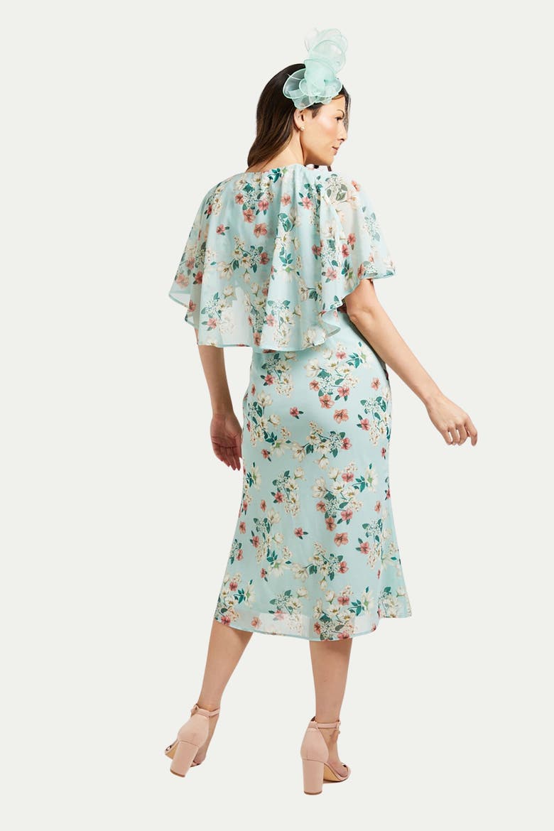 Cape Sleeve Ruched Midi Dress, Alternate, color, Sage