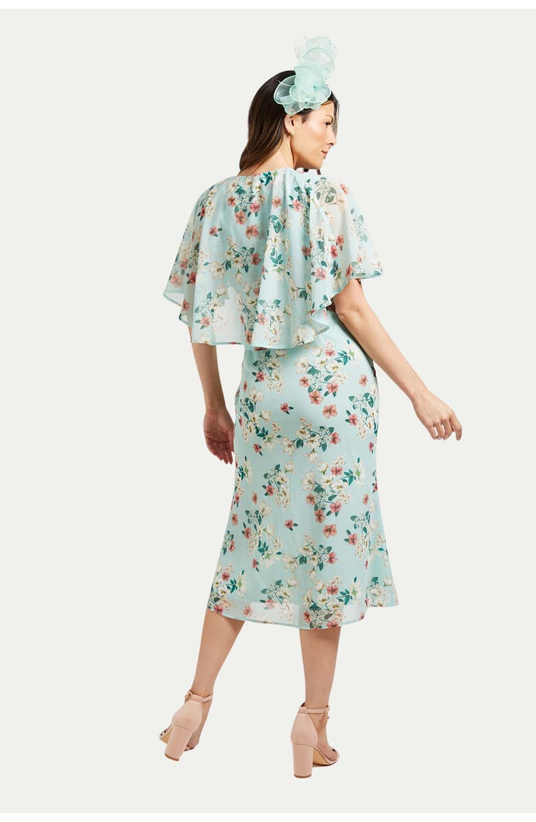 Wallis Cape Sleeve Ruched Midi Dress, Alternate, color, Sage