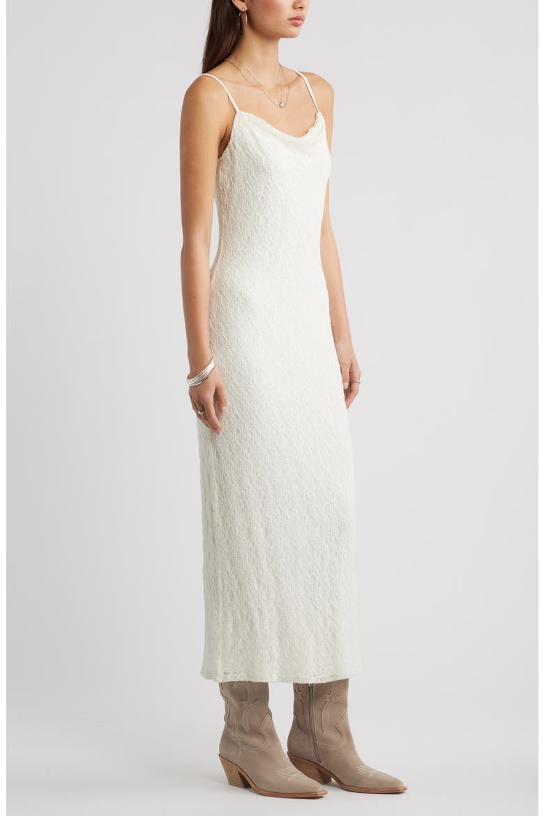 Lace Cowl Neck Maxi Dress, Alternate, color, IVORY