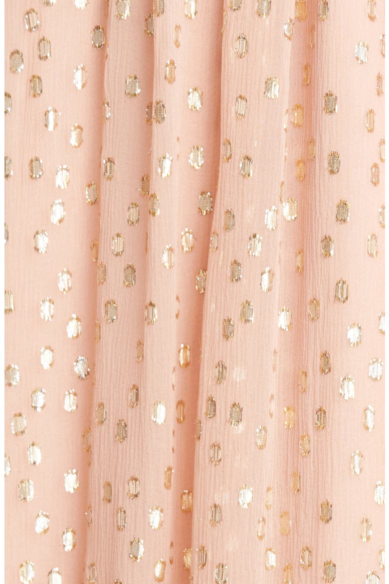 Rhythmic Metallic Fil Coupé Halter Neck Midi Dress, Alternate, color, SHERBET