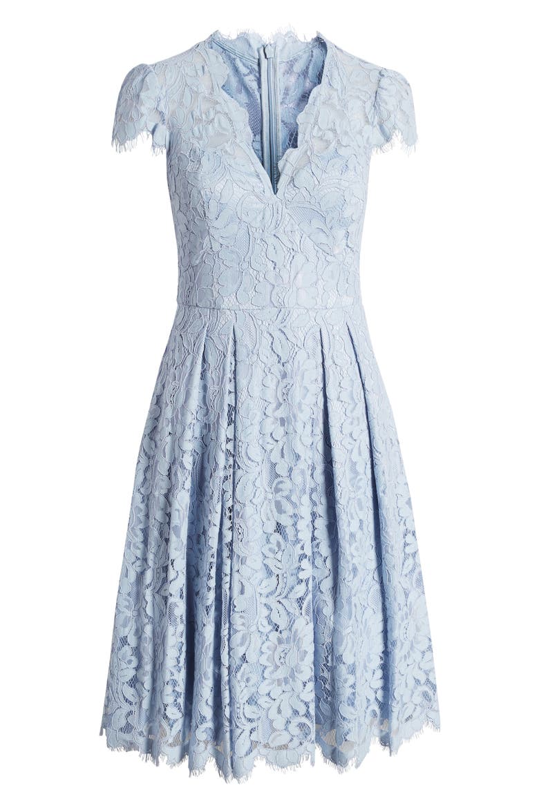 Lace Fit & Flare Cocktail Dress, Alternate, color, PERIWINKLE